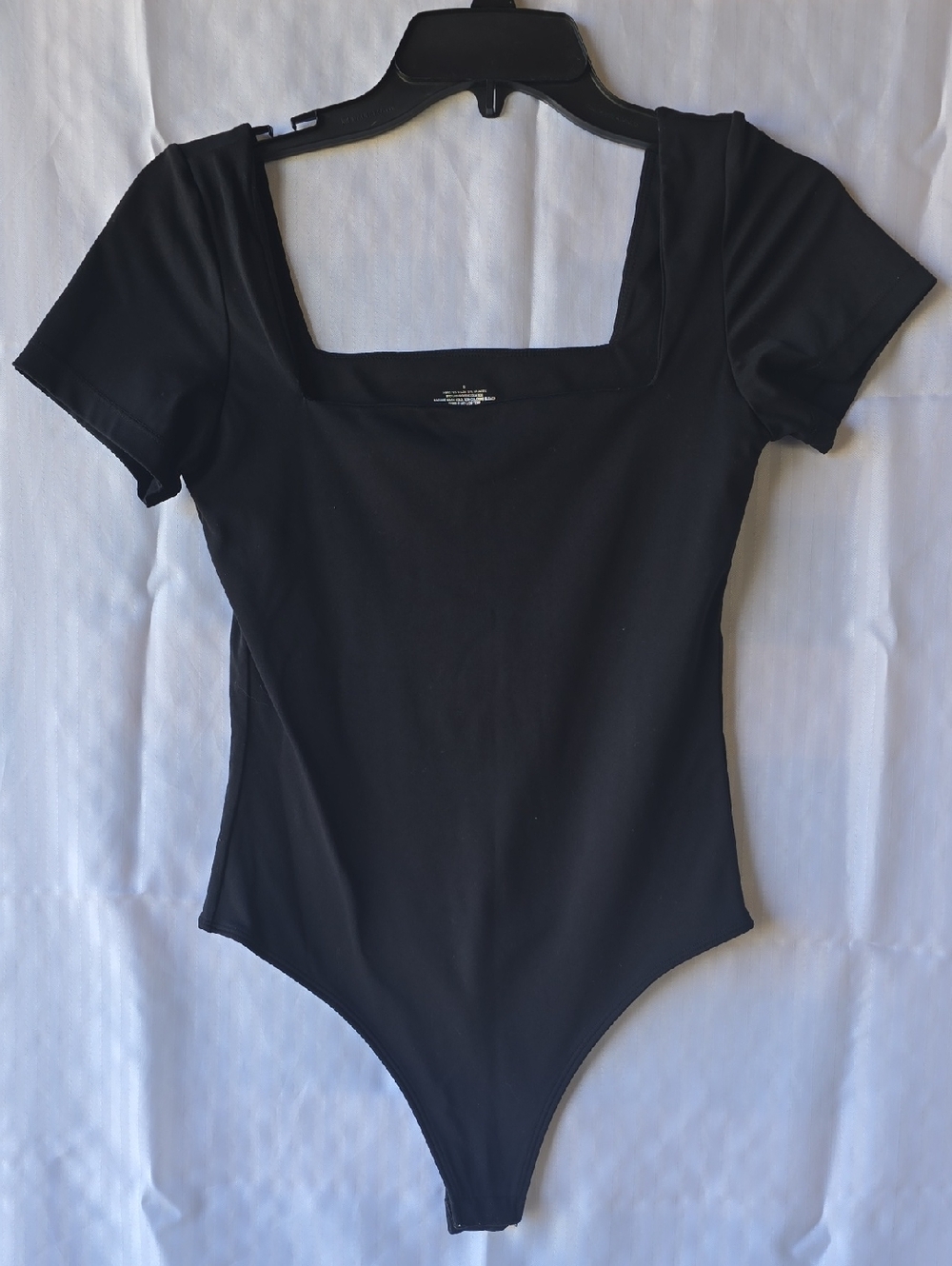 Black Square Neck Short Sleeve Bodysuit